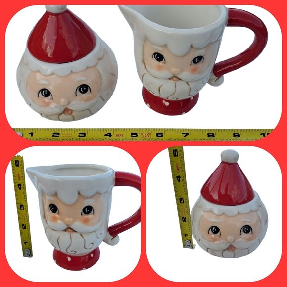 Johanna Parker Transpac Christmas Santa Creamer Sugar Set Retro Nostalgic Gift - Picture 11 of 11